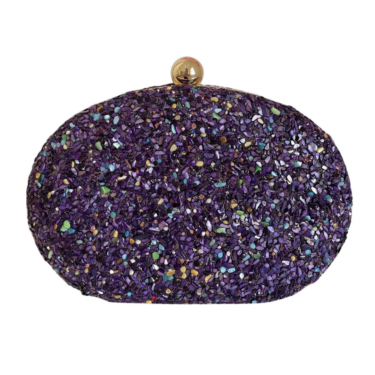 Bolsa Festa Clutch Pedraria Violeta Escuro Oval