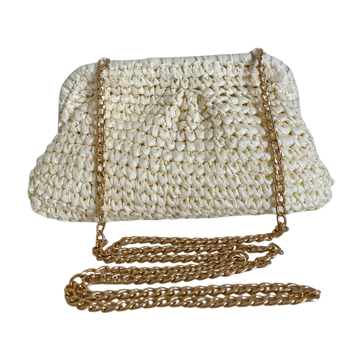 Bolsa de Praia Festa Clutch Palha Sintética Off White