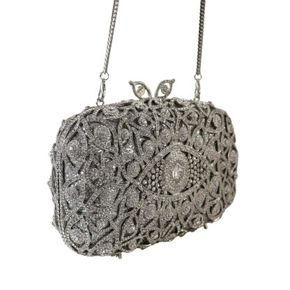 Bolsa Festa Clutch Pedraria Strass Prata