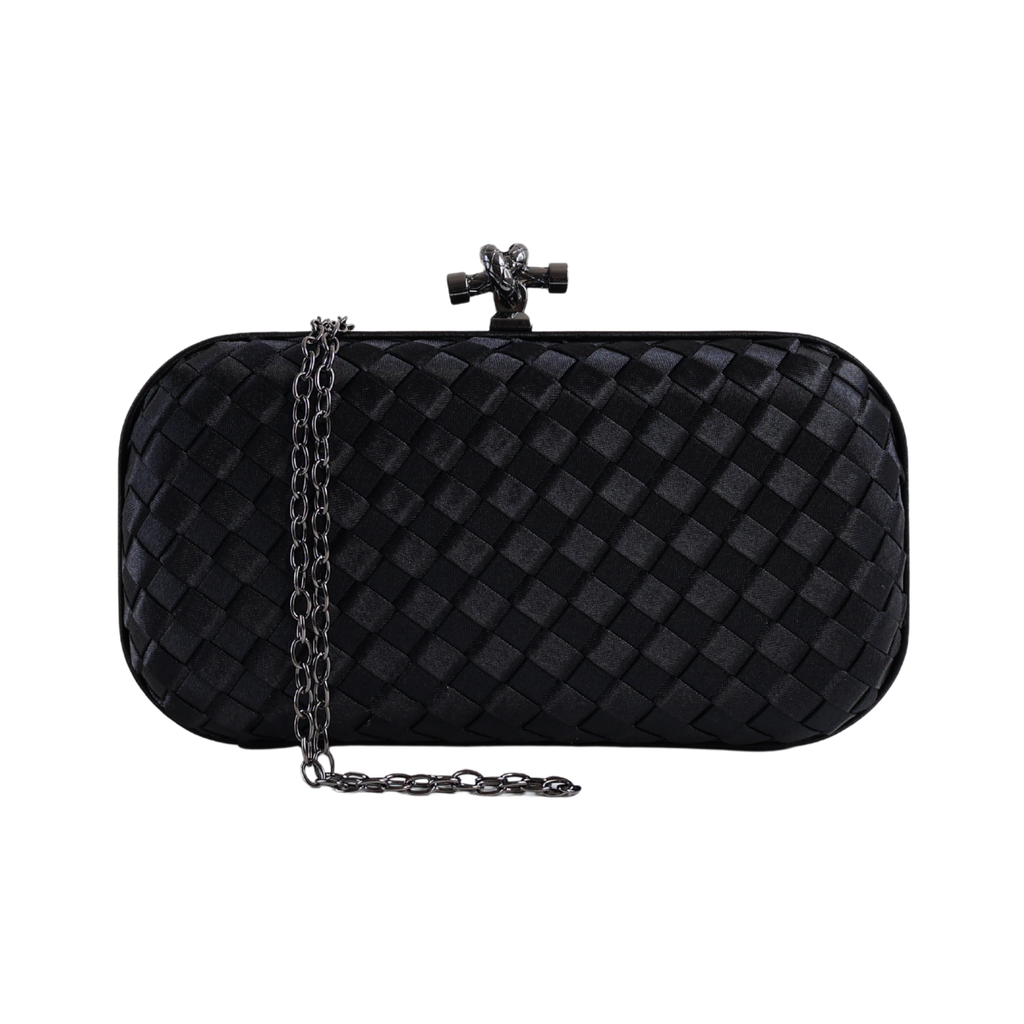 Clutch Tressê Cetim Inspired Pequena Preta
