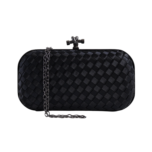 Clutch Tressê Cetim Inspired Pequena Preta