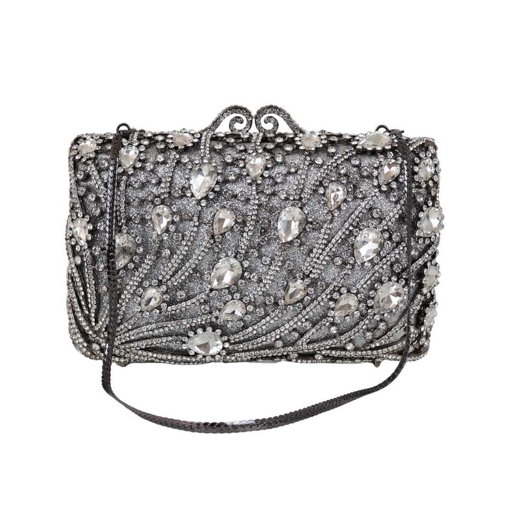 Bolsa Festa Clutch Pedraria Strass Prata