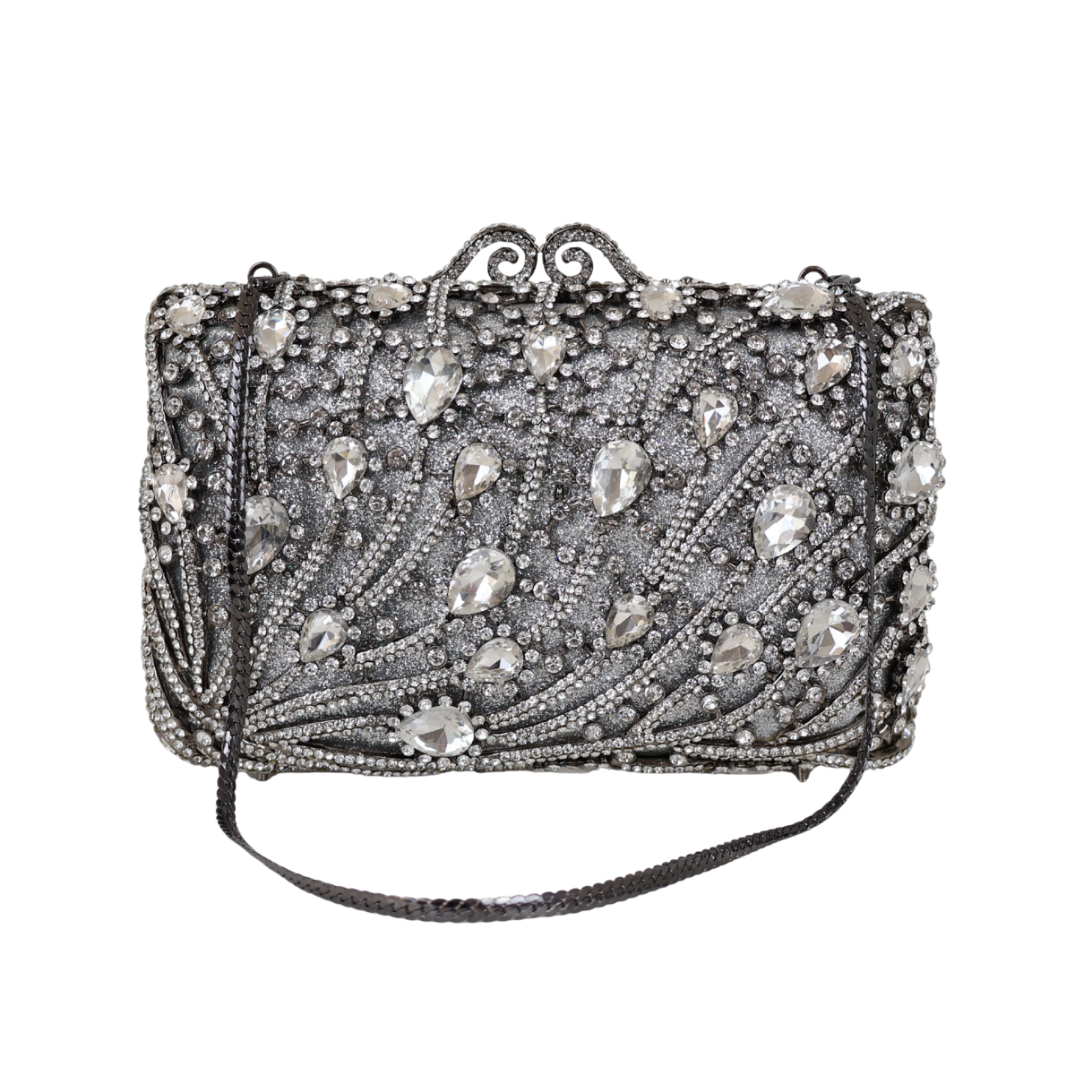 Bolsa Festa Clutch Pedraria Strass Prata