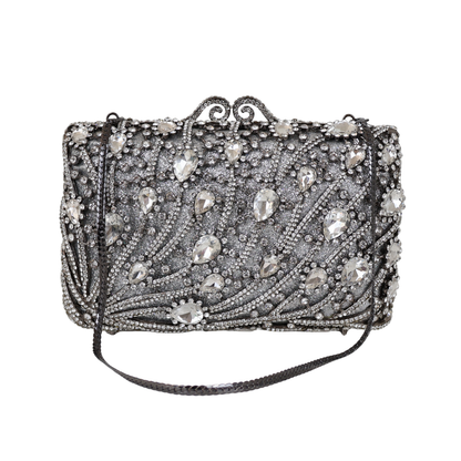 Bolsa Festa Clutch Pedraria Strass Prata