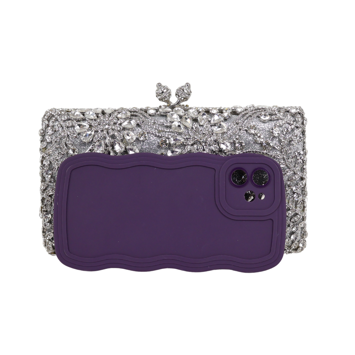 Bolsa Festa Clutch Pedraria Strass Prata