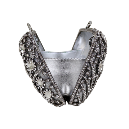 Bolsa Festa Clutch Pedraria Strass Prata