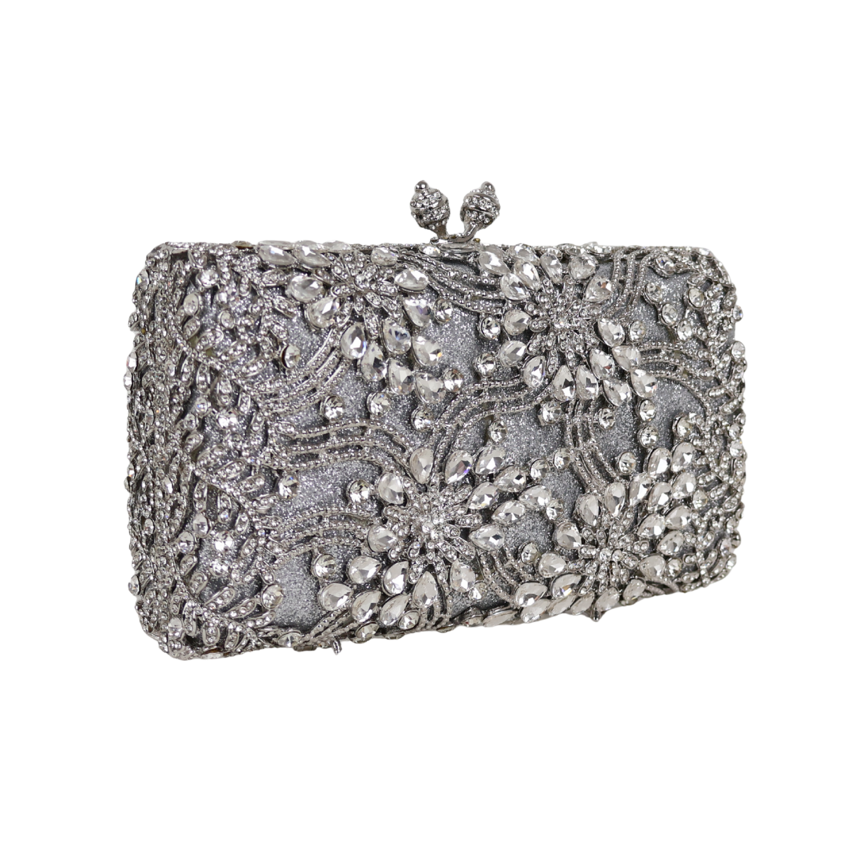 Bolsa Festa Clutch Pedraria Strass Prata