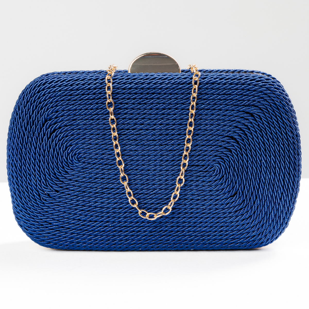 Bolsa de Festa Clutch Corda Trançada Azul Marinho