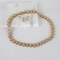 Kit Colar e Brinco Dourado e Cristal