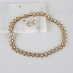Kit Colar e Brinco Dourado e Cristal