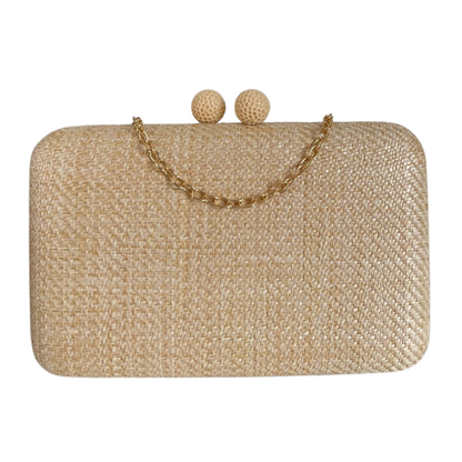 Bolsa de Festa Clutch Palha Bege