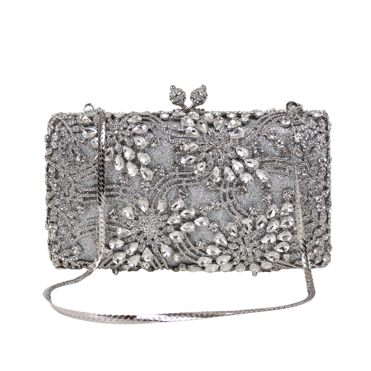 Bolsa Festa Clutch Pedraria Strass Prata