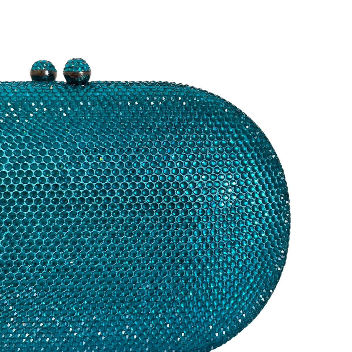 Bolsa Festa Clutch Pedraria Strass Oval Azul Turquesa Escuro