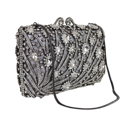 Bolsa Festa Clutch Pedraria Strass Prata