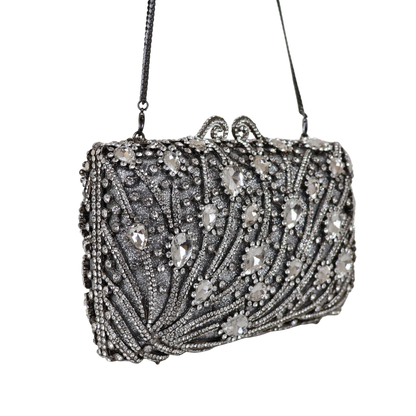 Bolsa Festa Clutch Pedraria Strass Prata