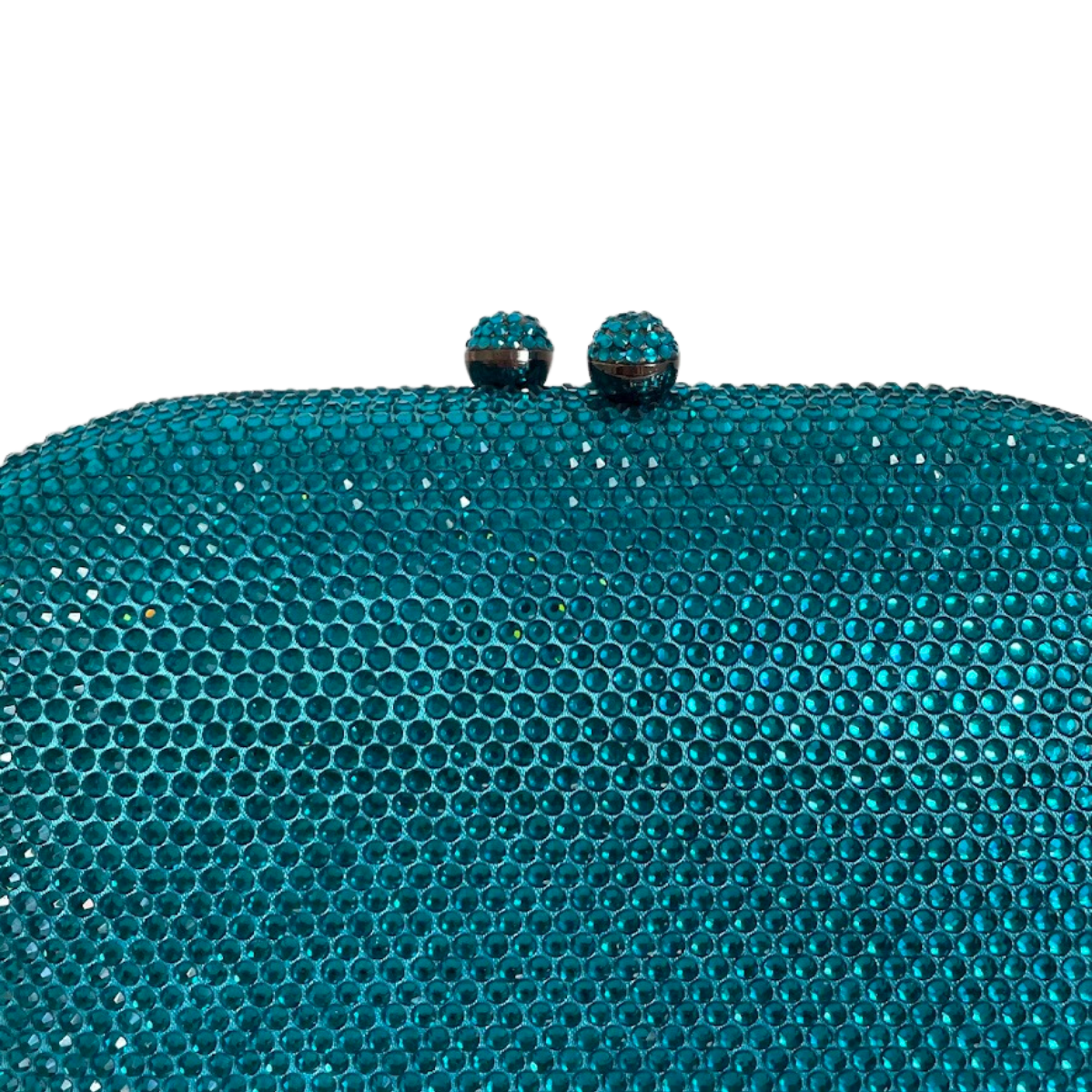 Bolsa Festa Clutch Pedraria Strass Oval Azul Turquesa Escuro