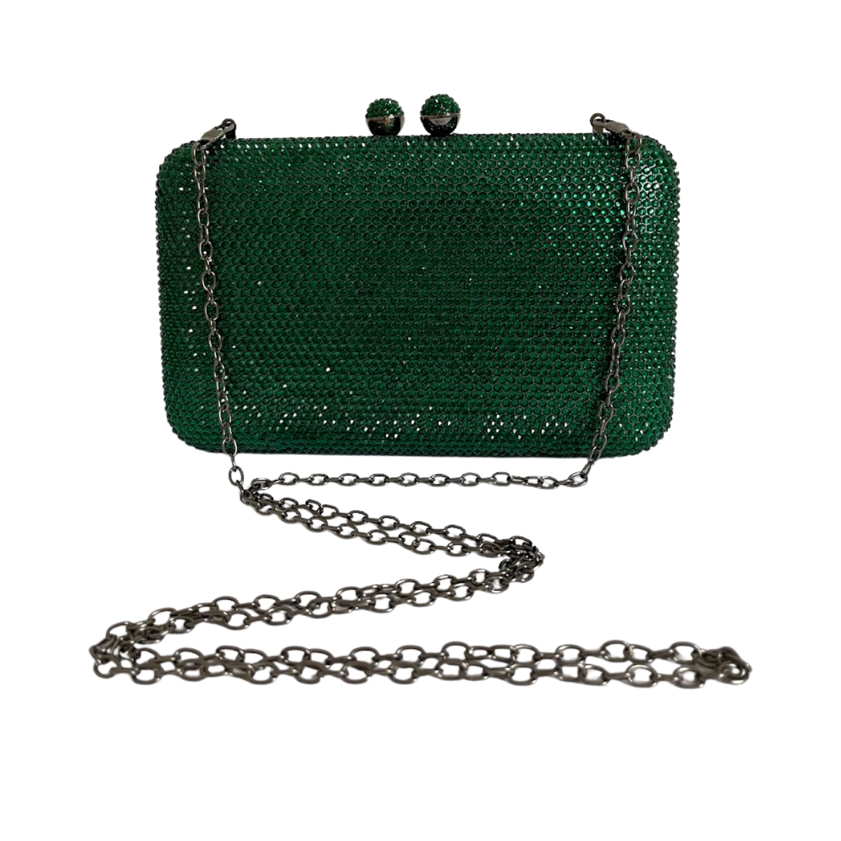 Bolsa de Festa Clutch Pedraria Verde Retangular