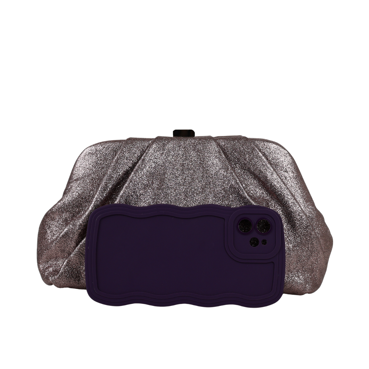 Bolsa Pouch Festa Clutch Prata Envelhecida