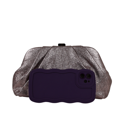 Bolsa Pouch Festa Clutch Prata Envelhecida