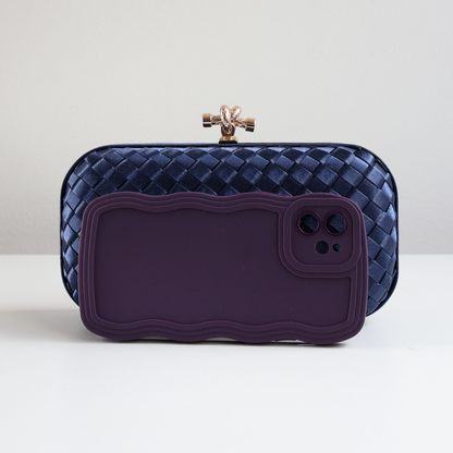 Clutch Tressê Cetim Inspired Pequena Azul Marinho
