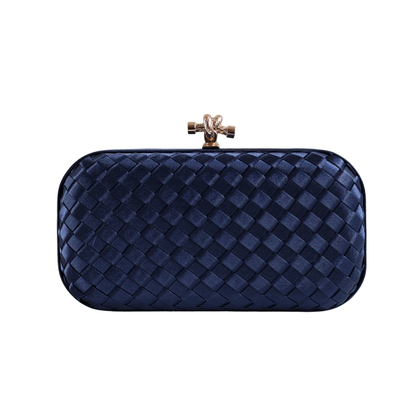 Clutch Tressê Cetim Inspired Pequena Azul Marinho