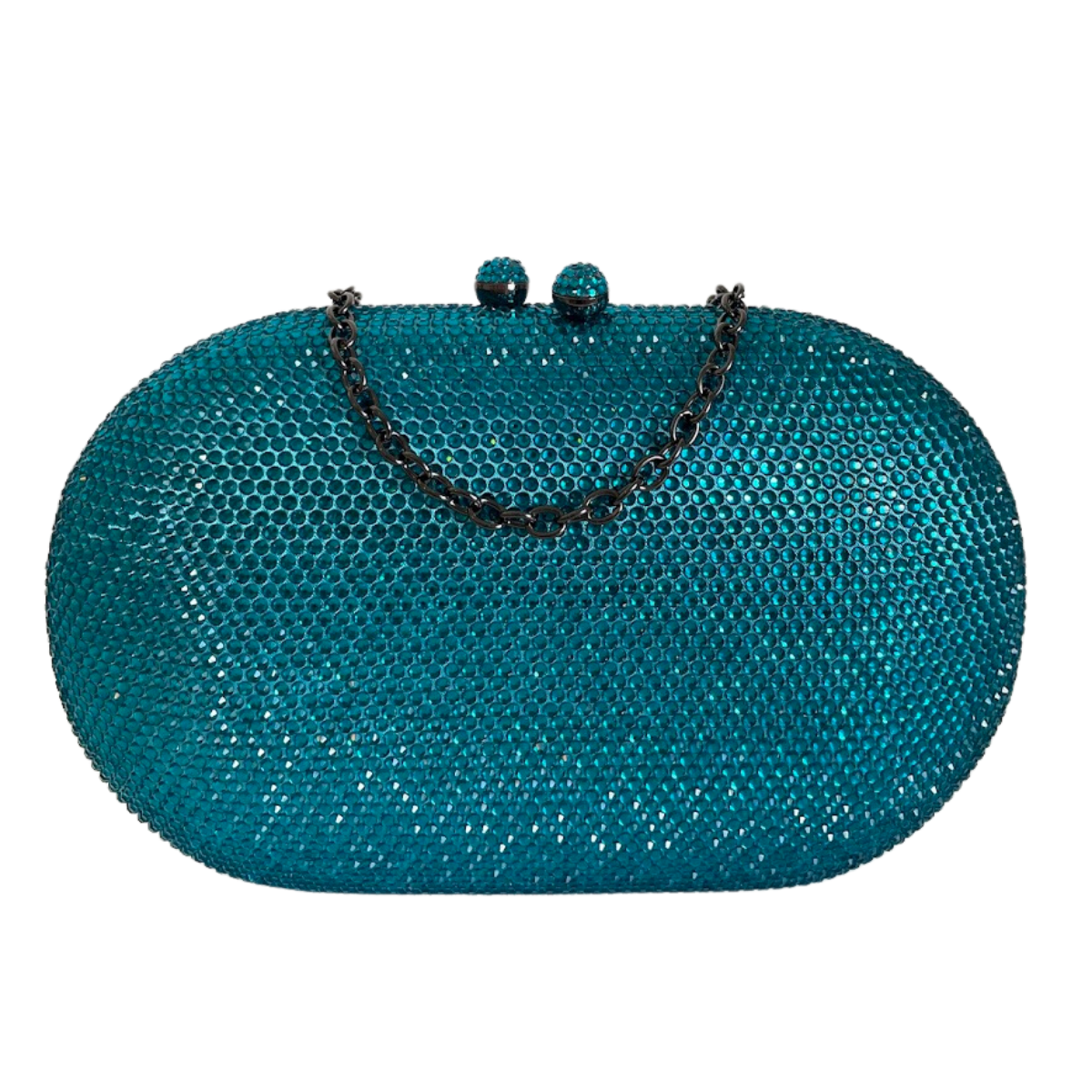 Bolsa Festa Clutch Pedraria Strass Oval Azul Turquesa Escuro