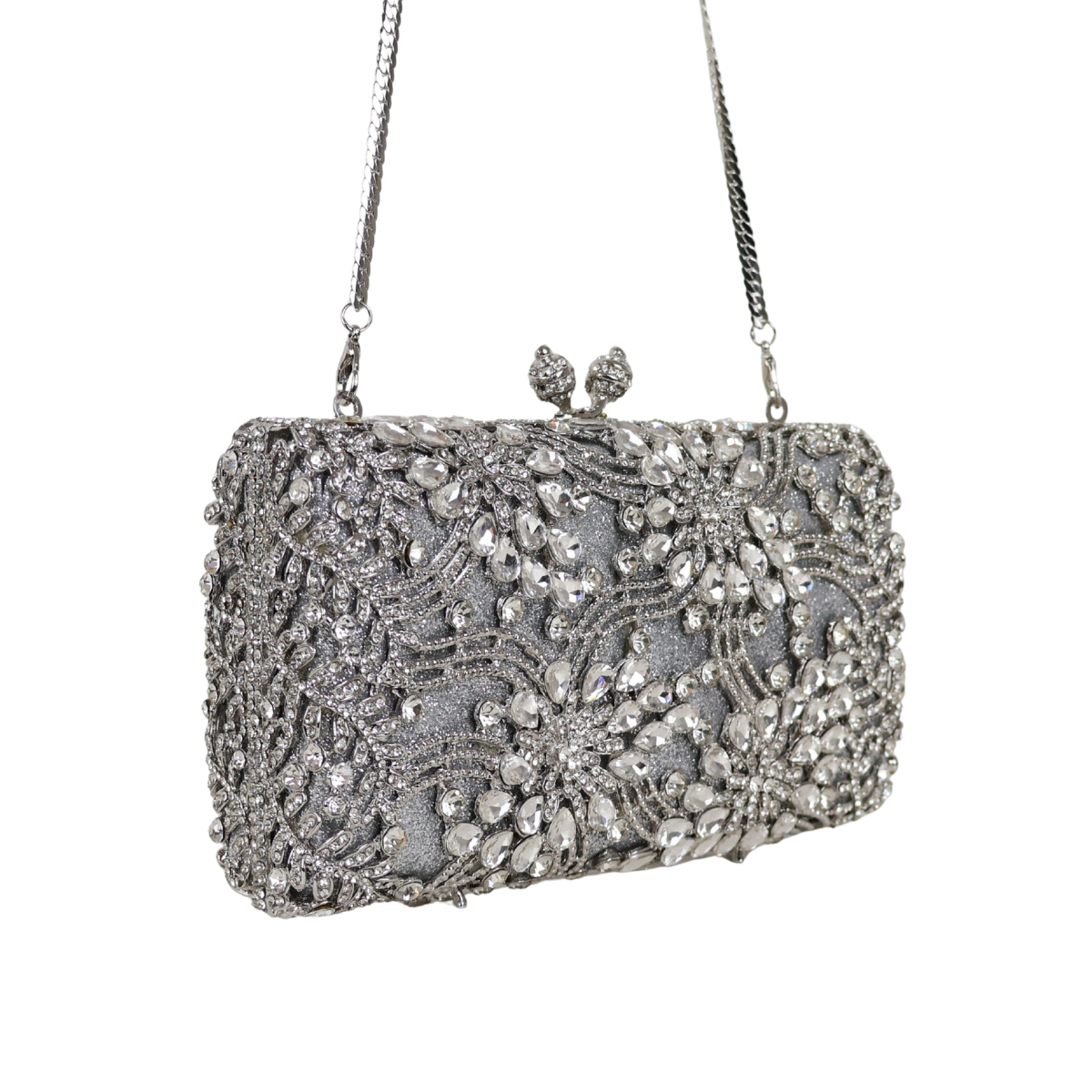 Bolsa Festa Clutch Pedraria Strass Prata