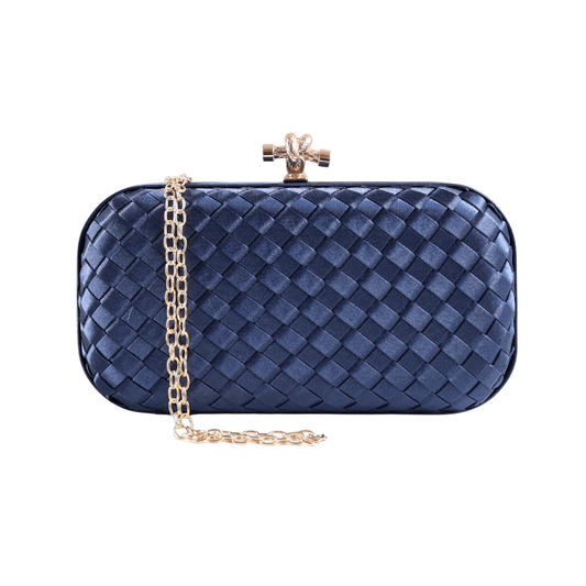 Clutch Tressê Cetim Inspired Pequena Azul Marinho