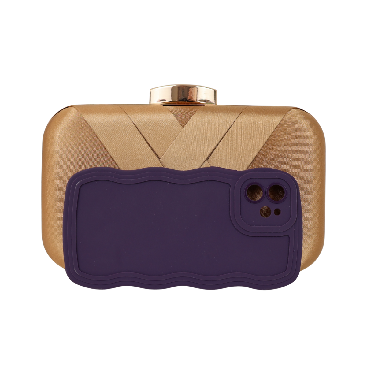 Bolsa de Festa Clutch Cetim Dourado Escuro