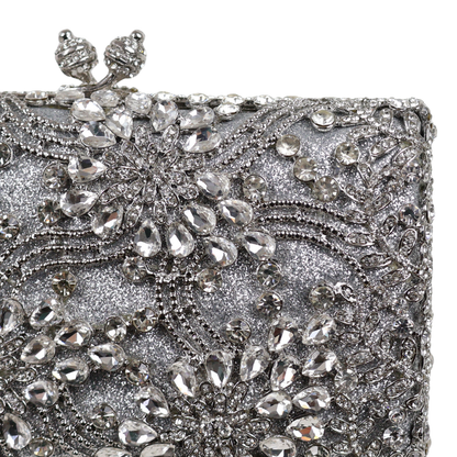 Bolsa Festa Clutch Pedraria Strass Prata