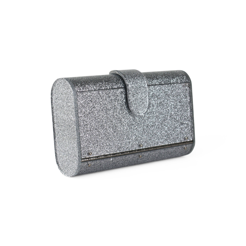 Bolsa de Mão Clutch com Espelho Acrílico Prateada