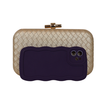 Bolsa Clutch Festa Tramas Dourada