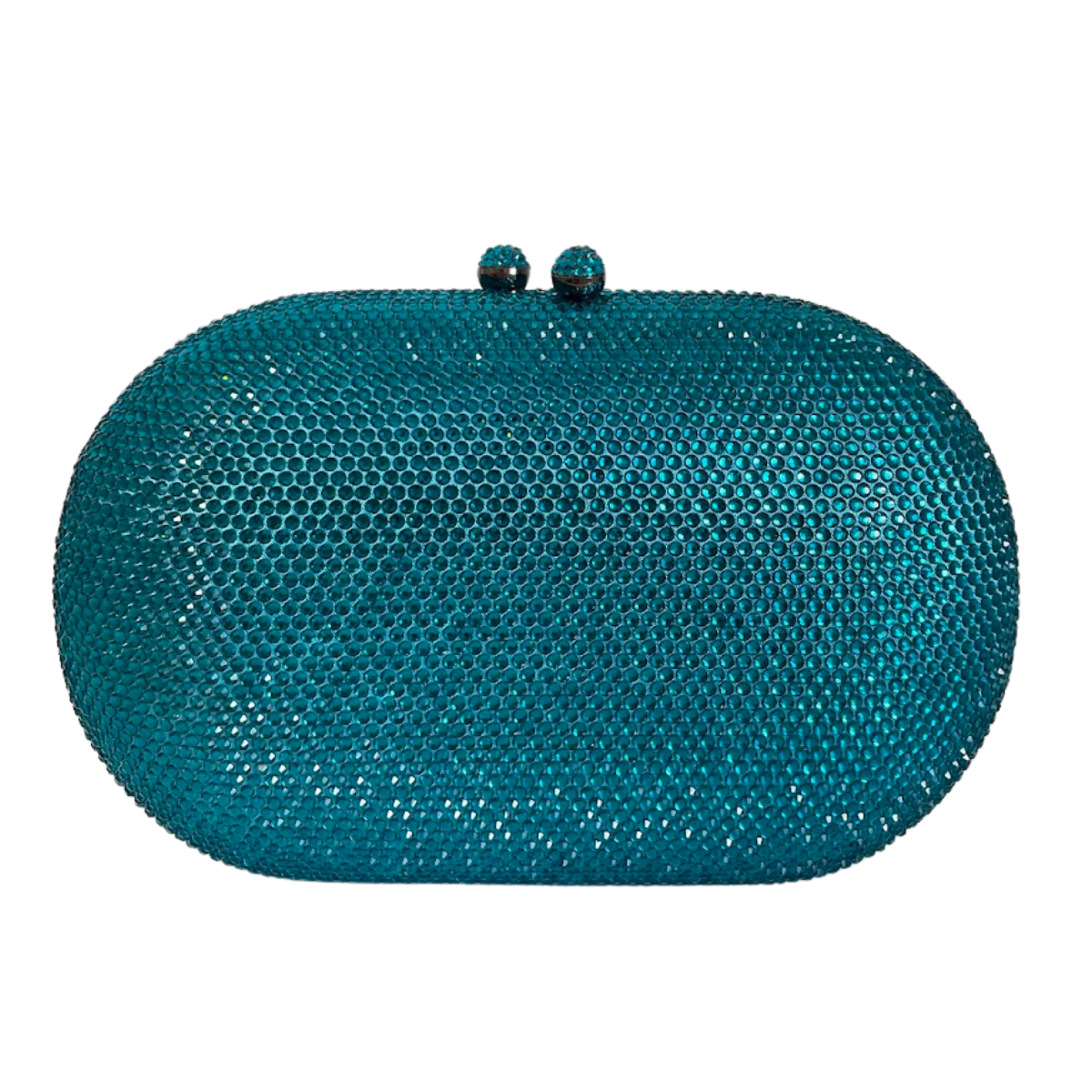 Bolsa Festa Clutch Pedraria Strass Oval Azul Turquesa Escuro