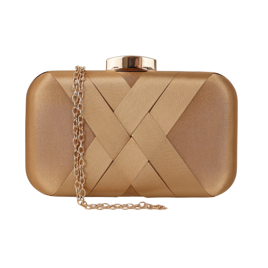 Bolsa de Festa Clutch Cetim Dourado Escuro