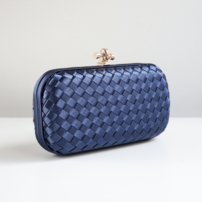 Clutch Tressê Cetim Inspired Pequena Azul Marinho