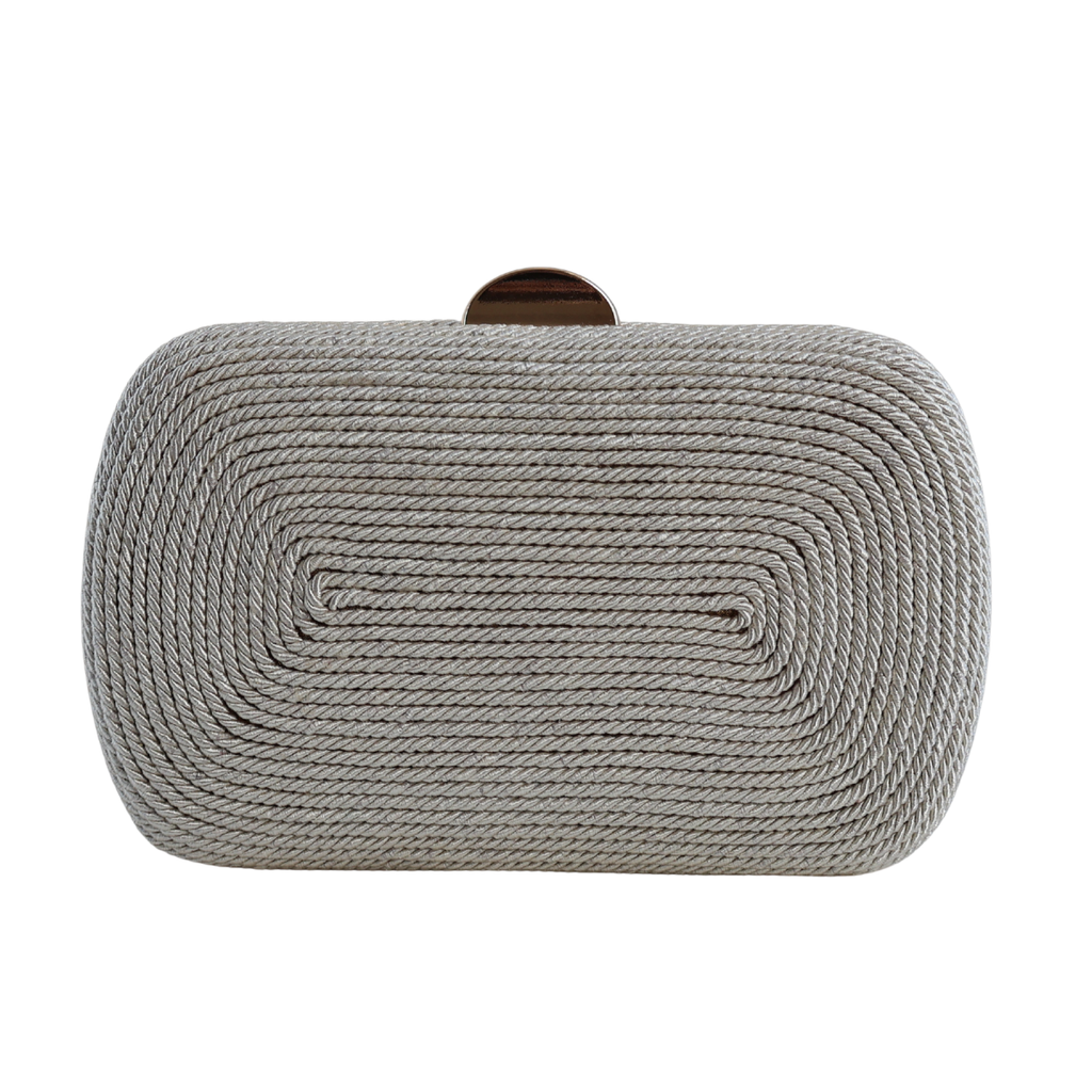Bolsa de Festa Clutch Corda Trançada Bege Claro