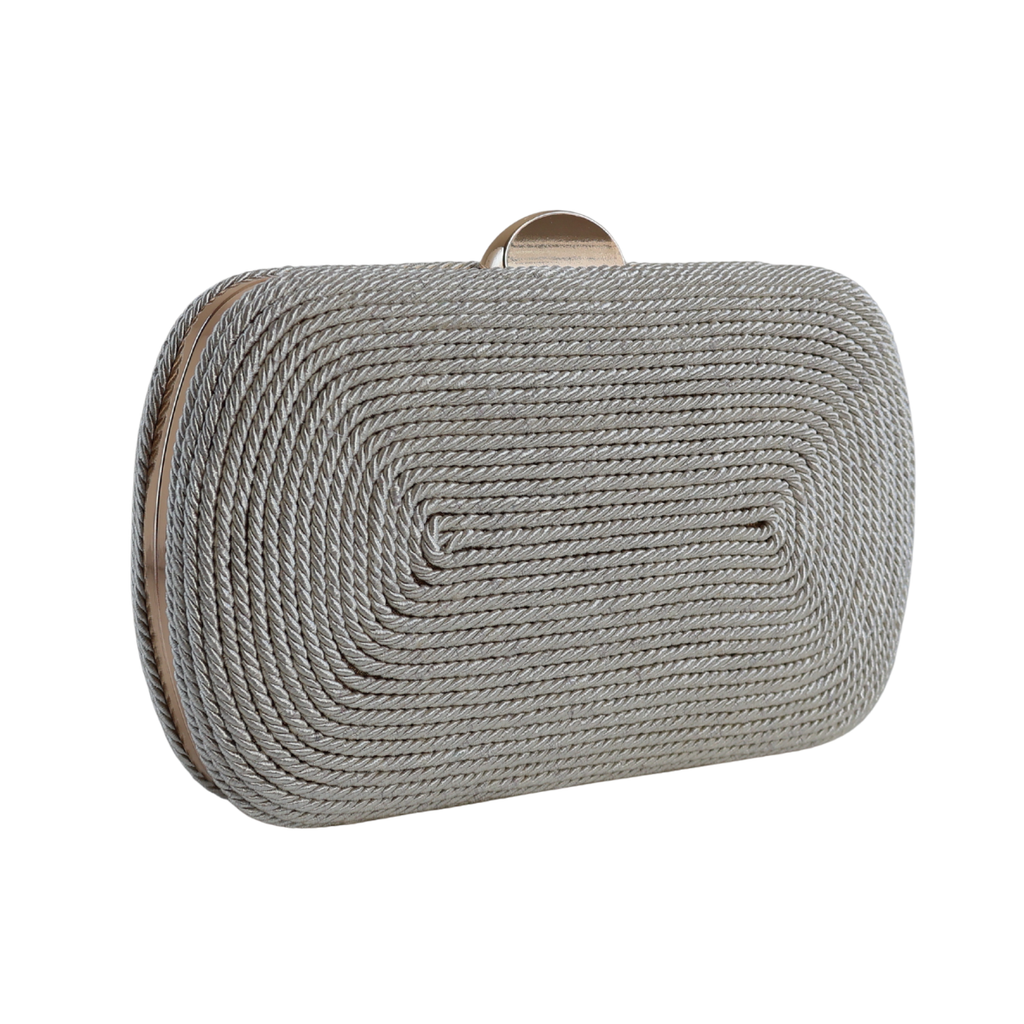 Bolsa de Festa Clutch Corda Trançada Bege Claro