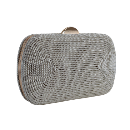 Bolsa de Festa Clutch Corda Trançada Bege Claro