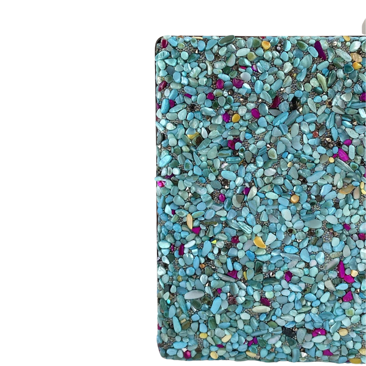 Bolsa de Festa Clutch Pedraria Azul Turquesa