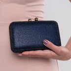 Bolsa Festa Clutch Pedraria Strass Azul Marinho
