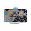 Bolsa Clutch Festa Bordada Flores Azul