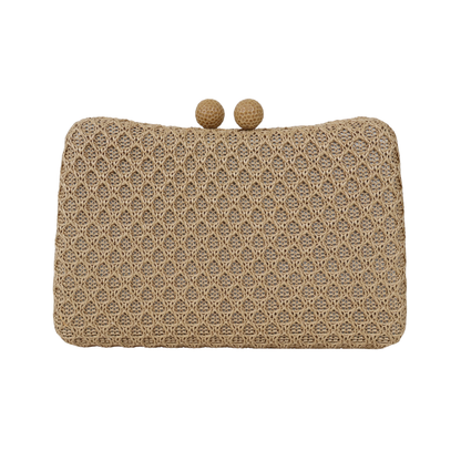 Bolsa de Festa Clutch Palha Bege