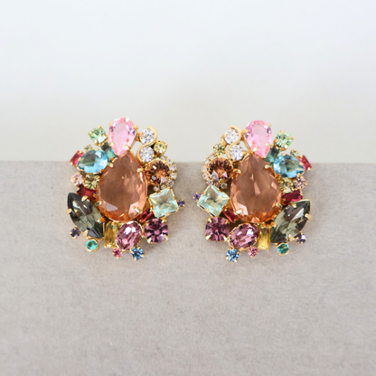 Brinco Dourado e Cristal Colorido - Semijoia