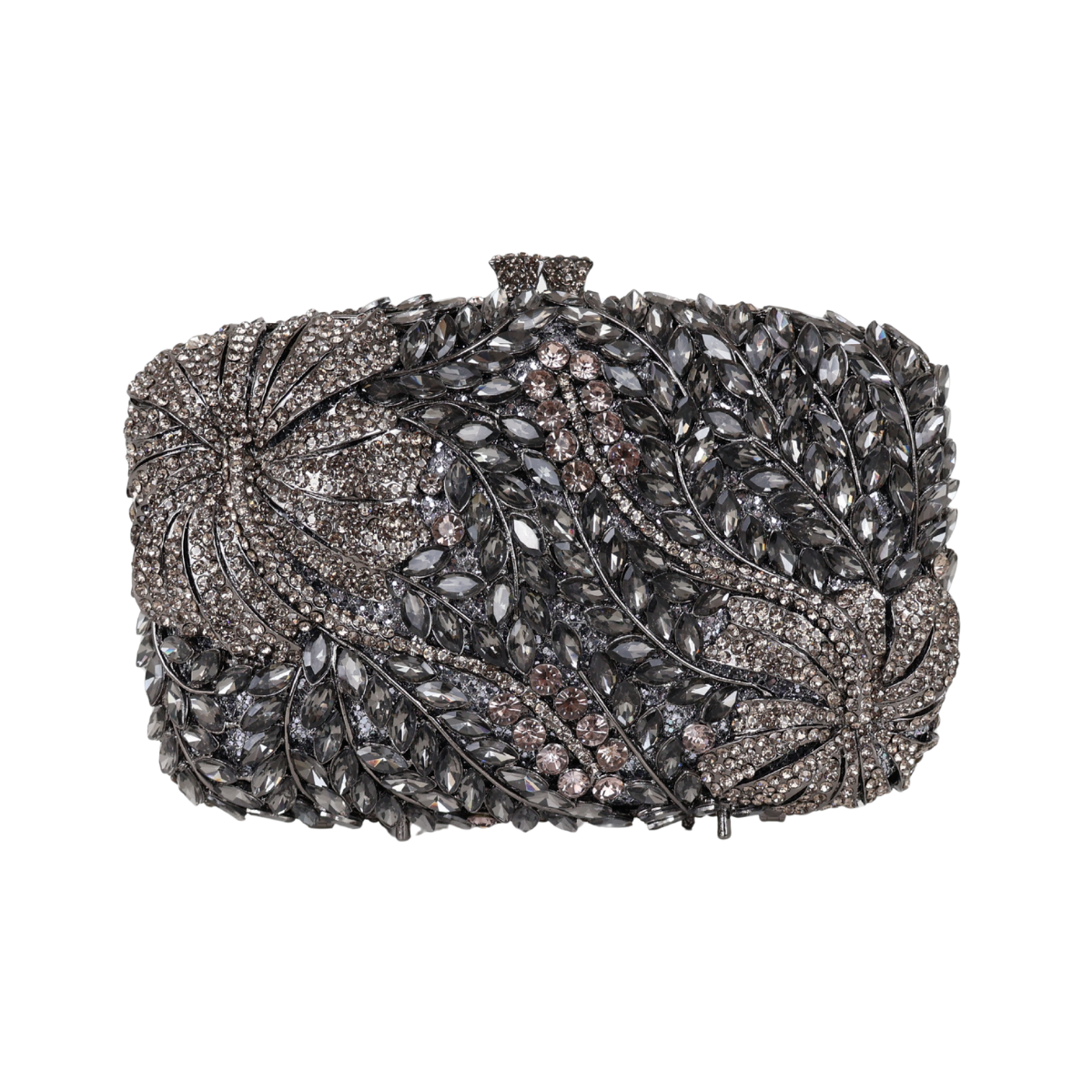 Bolsa Festa Clutch Pedraria Strass Prata Grafite