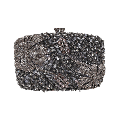 Bolsa Festa Clutch Pedraria Strass Prata Grafite