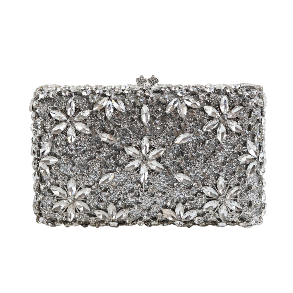 Bolsa Festa Clutch Pedraria Strass Prata
