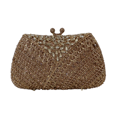 Bolsa Festa Clutch Pedraria Strass Dourada