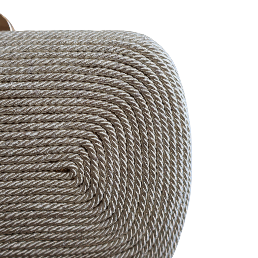 Bolsa de Festa Clutch Corda Trançada Bege Claro