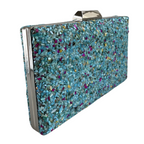 Bolsa de Festa Clutch Pedraria Azul Turquesa