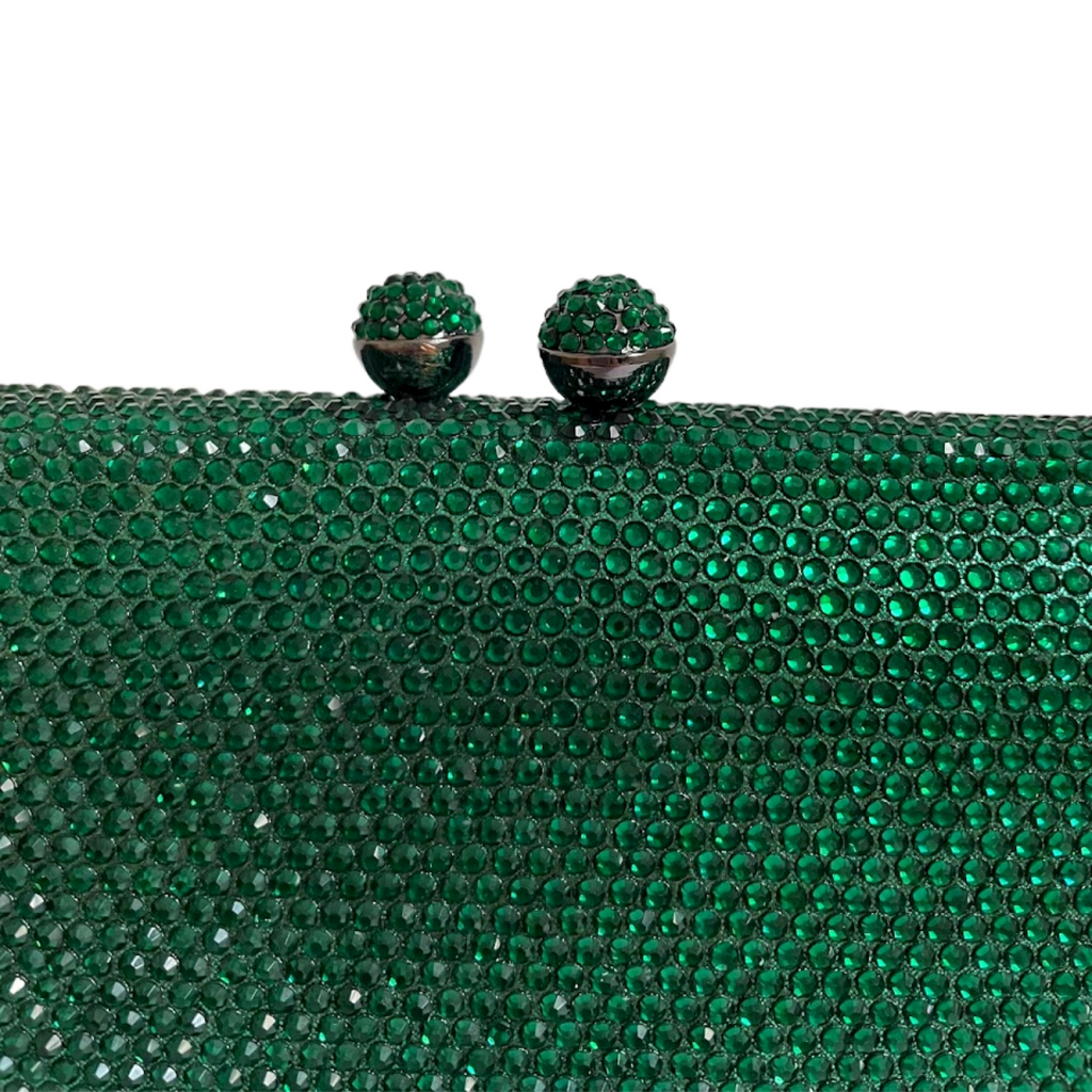 Bolsa de Festa Clutch Pedraria Verde Retangular